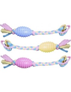 PELOTA RUGBY CON CUERDA TRENZADA